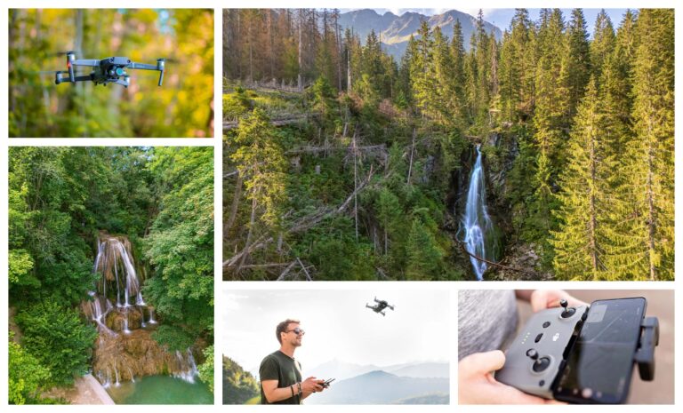 vodopád z dronu s dlhou uzávierkou